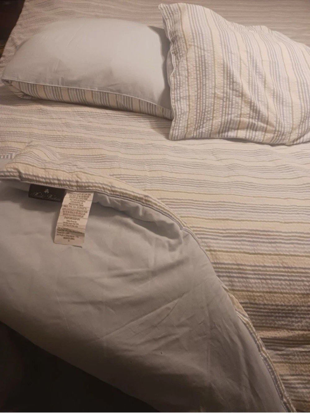Brooks Brothers Striped Seersucker Comforter in Cream and Pale Blue
